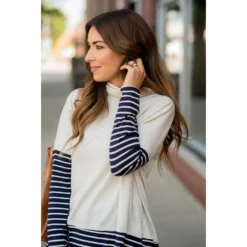 Cowl Neck Accent Tunic Sweatshirt -Women's Clothing Store BB 1662