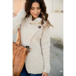 Double Side Button Wrap Cardigan -Women's Clothing Store BB 1667