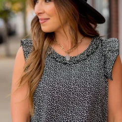 Micro Confetti Ruffle Trim Tank -Women's Clothing Store BB 1675 f293bdb1 ecd9 4e8b 8fb3 305f96429f27 934783