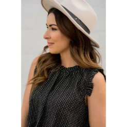 Printed Ruffle Sleeve Cinch Neck Tank 34 Printed Ruffle Sleeve Cinch Neck Tank -Women's Clothing Store BB 1681