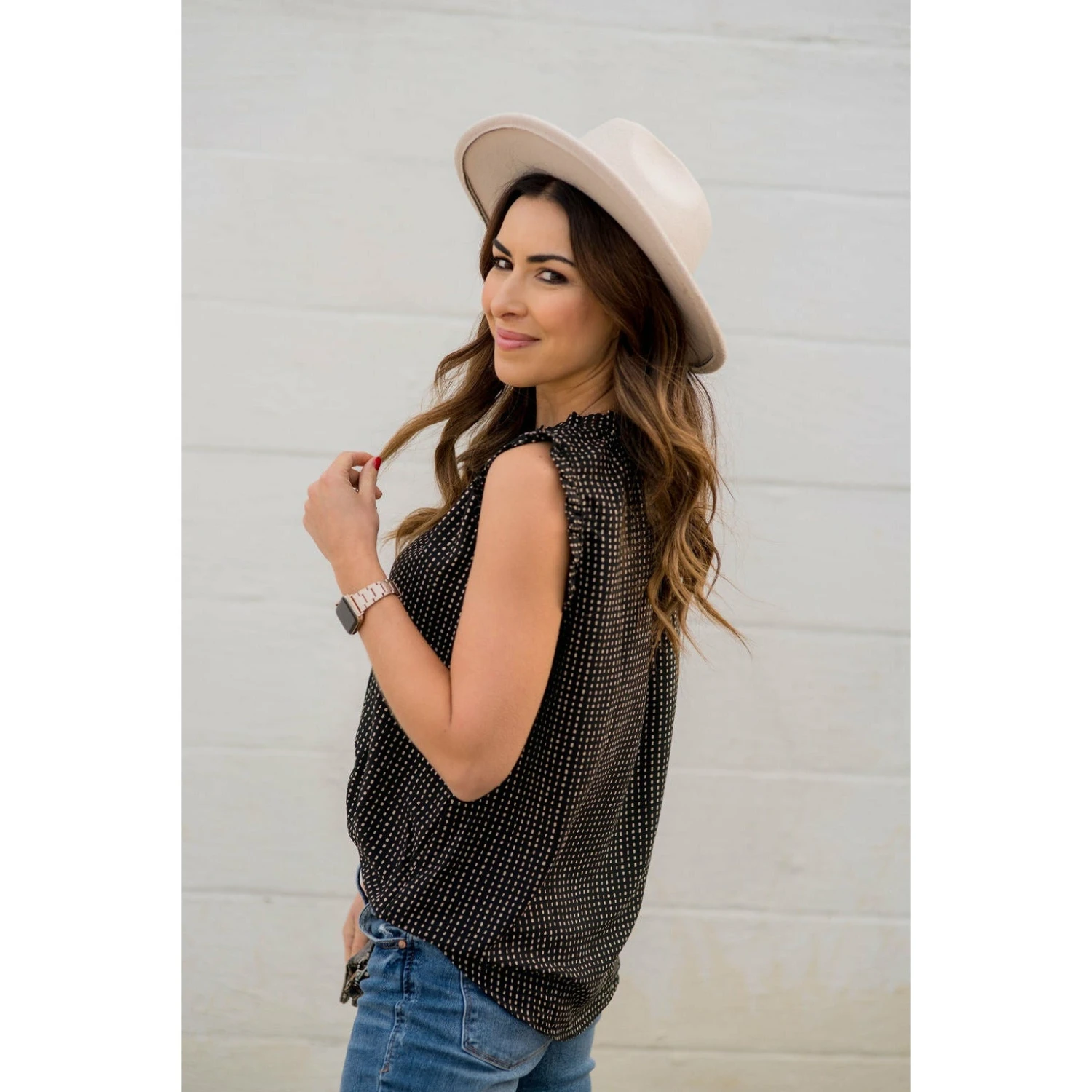 Printed Ruffle Sleeve Cinch Neck Tank 17 Printed Ruffle Sleeve Cinch Neck Tank - Image 17