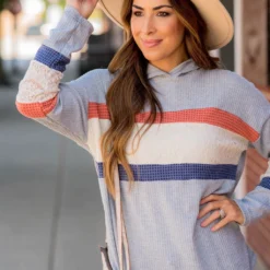 Color Blocked Lace Accent Hoodie