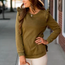 Posh Raw Ruffle Edged Crewneck