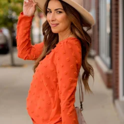 Textured Dot Long Sleeve Blouse -Women's Clothing Store BB 1708 c72be91a 547e 4853 b32a 0a73eca60185 119921