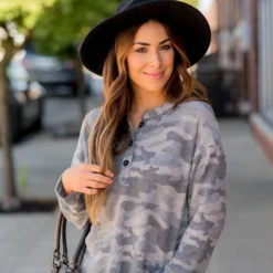 So Soft Camo Henley Tee