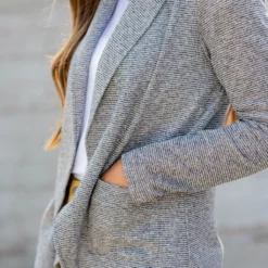 Heathered Striped Blazer -Women's Clothing Store BB 1715 384cd514 d3c7 42f4 b38b 86fafbf76fe4