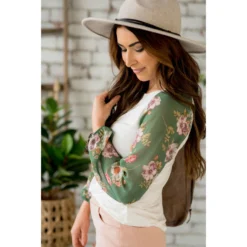 Floral Sheer Sleeve Blouse -Women's Clothing Store BB 1721 8f766b69 f48c 4967 b319 4daf41ed3e62