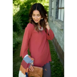 Scalloped Edge 3/4 Sleeve Blouse -Women's Clothing Store BB 1726 c2f384e1 a0b9 4186 87d5 907ac455958d