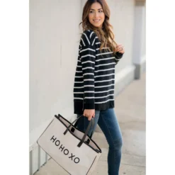 Sassy Side Zipper Striped Sweatshirt -Women's Clothing Store BB 1731 9eec917a 1fc1 43e4 9d9e d2ab91989c9e