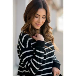 Sassy Side Zipper Striped Sweatshirt -Women's Clothing Store BB 1739 27a9d91a bd7f 40c8 929f 09fc00d33323