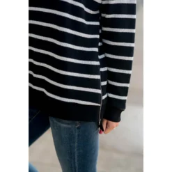 Sassy Side Zipper Striped Sweatshirt -Women's Clothing Store BB 1746 63c3c49b 6acb 4406 8f11 070e50e5cebc