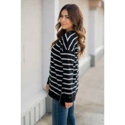 Sassy Side Zipper Striped Sweatshirt -Women's Clothing Store BB 1747 899de7f1 cf23 4c66 9cd9 69bb13ad04c4