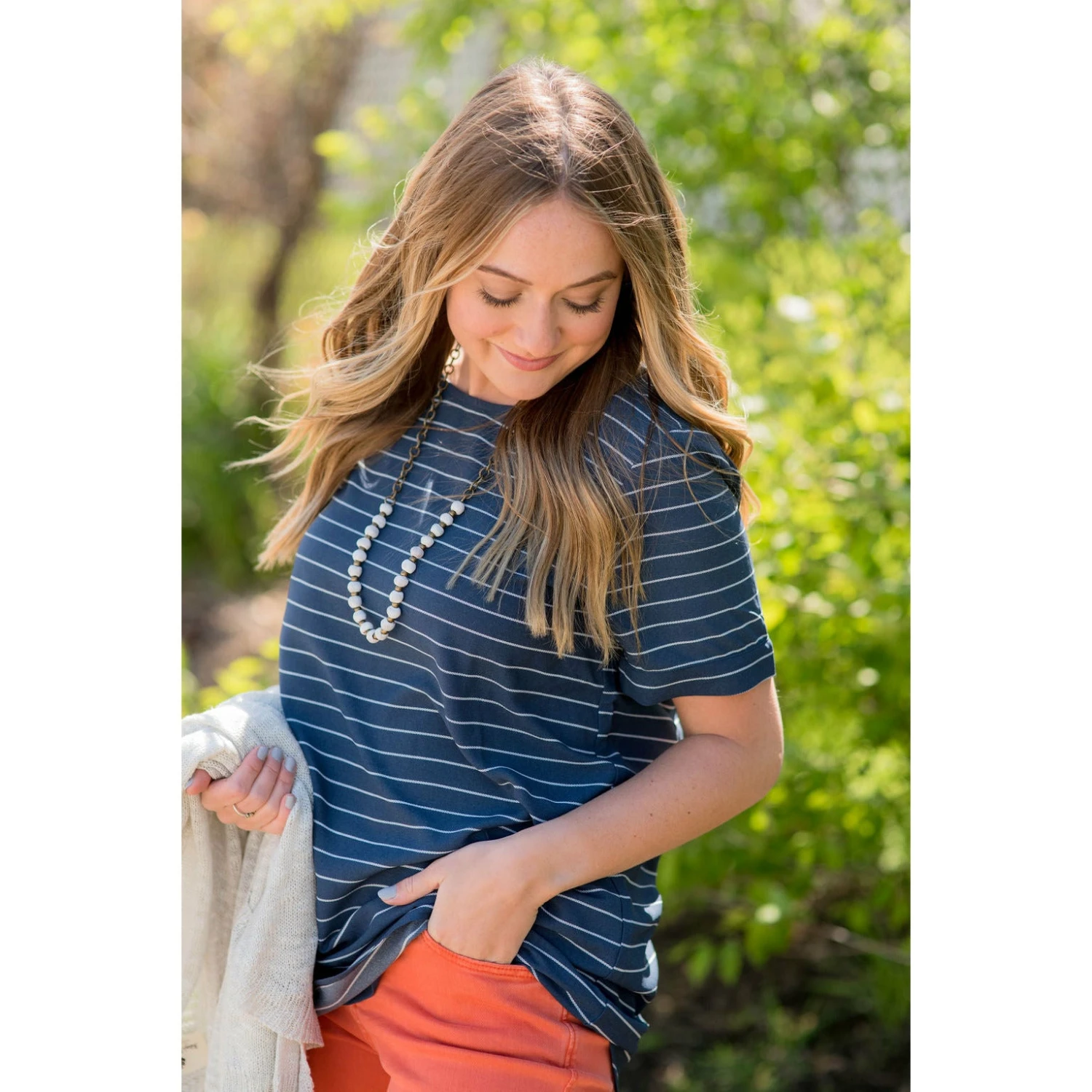 Textured Striped Blouse 5 Textured Striped Blouse - Image 5