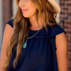 Mid Ruffle Accent Flutter Sleeve Tee -Women's Clothing Store BB 1776 de747158 a4e4 4592 9d63 4677ac64096a 659292