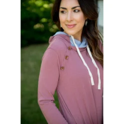 French Terry Side Button Double Hoodie -Women's Clothing Store BB 1785 d3019645 c6d5 4e98 b274 70d921c44ed3