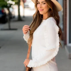 Double Ruffle Trimmed Sweatshirt -Women's Clothing Store BB 1794 21523b44 130e 44ee a5e7 747c891c8261 581448