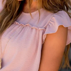 Mid Ruffle Accent Flutter Sleeve Tee -Women's Clothing Store BB 1805 2757c971 b7d3 481c abd4 5f5bb6eaab7c 363620