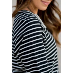 Sassy Side Split Striped Sweatshirt -Women's Clothing Store BB 1806 60143689 74b8 4d0e 8090 9b1917b9911a