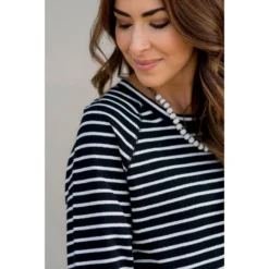Sassy Side Split Striped Sweatshirt -Women's Clothing Store BB 1808 af29de45 dfc0 43a6 bfb9 e3c19e76424d