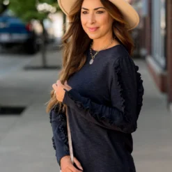 Double Ruffle Trimmed Sweatshirt -Women's Clothing Store BB 1816 1f701720 ffff 4961 b15e 80a61090c581 814889