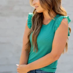 Ribbed Eyelet Ruffle Trim Tank 27 Ribbed Eyelet Ruffle Trim Tank -Women's Clothing Store BB 1821 bf24d800 97b4 4112 bc79 423dc87941b1 915671