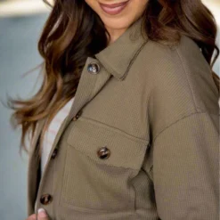 Thermal Raw Edge Shacket -Women's Clothing Store BB 1827 e2677152 4d95 41f4 ae5a 96de82d94eba 217430