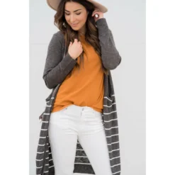Bottom Striped Tunic Cardigan -Women's Clothing Store BB 1837 80007c99 33ca 4138 bb48 6828012f0c25
