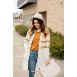 Striped Accent Knit Tunic Cardigan -Women's Clothing Store BB 1844 fa229346 a905 43fb 8584 fb490333760c