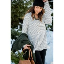 Triple Button Striped Peplum Tee -Women's Clothing Store BB 1865 3699cbbd 128e 4960 a6c5 d1ec39f3fbf5