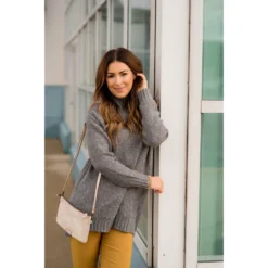 Ribbed Trim Turtleneck Tunic -Women's Clothing Store BB 1901 7d61d5ce 13e9 48ec 9147 1d7b8458a474