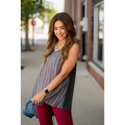 Vertical Striped Solid Back Tank -Women's Clothing Store BB 1903 683eaec4 4e44 40f0 83fc d739702fb31f