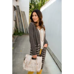 Bottom Striped Tunic Cardigan -Women's Clothing Store BB 1915