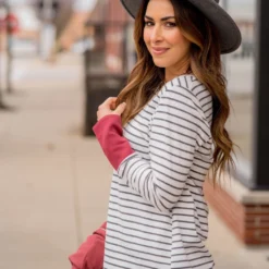 Striped Button Accent Long Sleeve -Women's Clothing Store BB 1915 23210786 5783 41f9 9224 67ceacd08a7b 379128