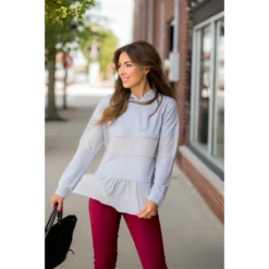 Ruffle Bottom Blouse Accent Hoodie -Women's Clothing Store BB 1918 29b12a86 6ffd 400e 84b9 cc65cd7f18fb