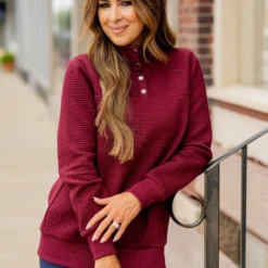 Quilted Button Accent Pullover -Women's Clothing Store BB 1930 69703454 9399 47bb 9324 0b104d9bbfbb 138435
