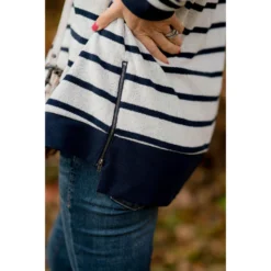 Sassy Side Zipper Striped Sweatshirt -Women's Clothing Store BB 1948 ea6e6b11 11c4 48ff ae16 11d76528cc1d