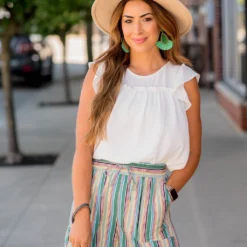 Mid Ruffle Accent Flutter Sleeve Tee -Women's Clothing Store BB 1954 2101c088 3523 447f ae0d d9a8abd87f4f 778663