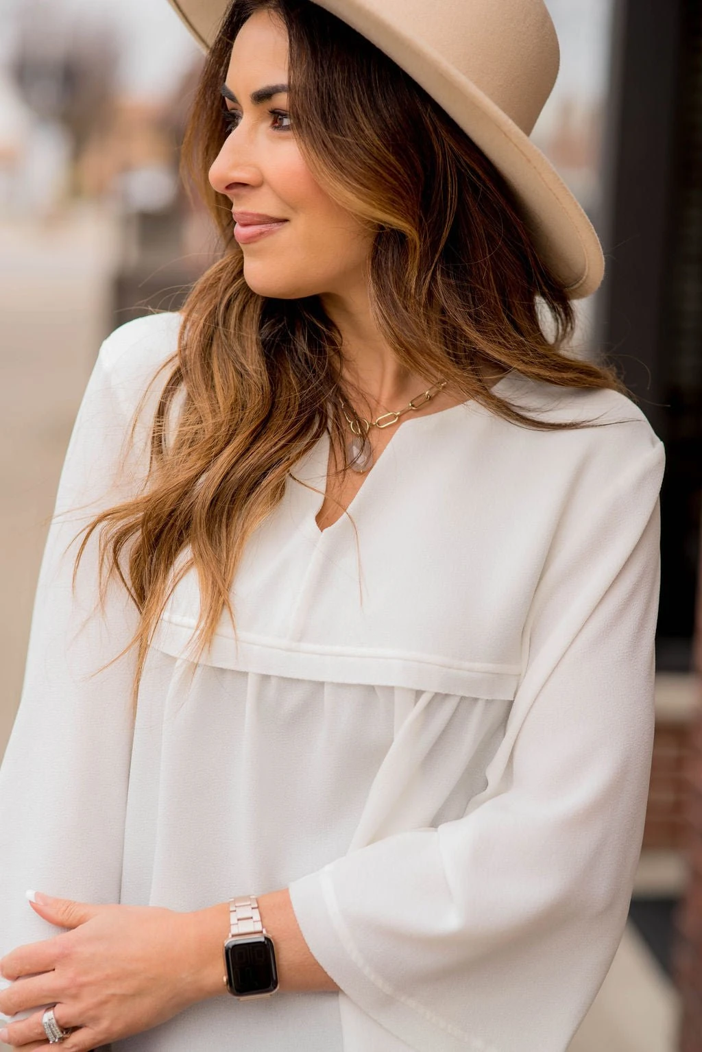 Bell Sleeve Peplum V Blouse 19 Bell Sleeve Peplum V Blouse - Image 19