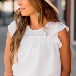 Mid Ruffle Accent Flutter Sleeve Tee -Women's Clothing Store BB 1960 1edc5846 1037 4bc7 bbbc e5a97bc2e63b 363531