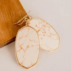 Gold Trimmed Marble Dangle Earrings