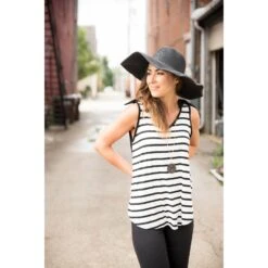 Striped Front Tie Top Tank 11 Striped Front Tie Top Tank -Women's Clothing Store BB 2 6