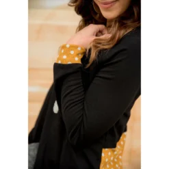 Black Polka Dot Accent Long Sleeve Tee -Women's Clothing Store BB 2000