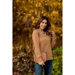 Sassy Side Split Striped Sweatshirt -Women's Clothing Store BB 2002 ce584567 e3a0 4018 89a3 cd46a856cc50