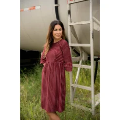 Striped Belle Sleeve Dress