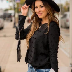 Textured Dot Long Sleeve Blouse -Women's Clothing Store BB 2021 4f3ee549 e0de 4b29 8305 d9599516882f 678183