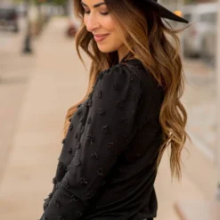 Textured Dot Long Sleeve Blouse -Women's Clothing Store BB 2027 13e52b0f 5e53 4188 9f5e 99c295b65016 487938