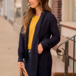 Ribbed Texture Cardigan -Women's Clothing Store BB 2042 fceed363 7e7a 4780 9590 d2b428ecbf96 423635