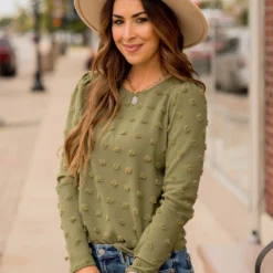 Textured Dot Long Sleeve Blouse -Women's Clothing Store BB 2043 a00115f4 33d5 4eec ac6d 346544cd9ed9 361159