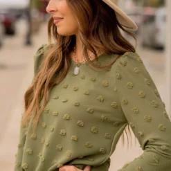 Textured Dot Long Sleeve Blouse -Women's Clothing Store BB 2049 7cf1a8b8 52b8 4cbe aa16 900e1fe6befa 828416