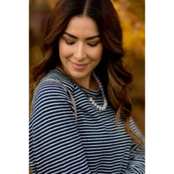 Sassy Side Split Striped Sweatshirt -Women's Clothing Store BB 2054 4941aa78 ba13 4ff0 b5c7 ea90e30c7643